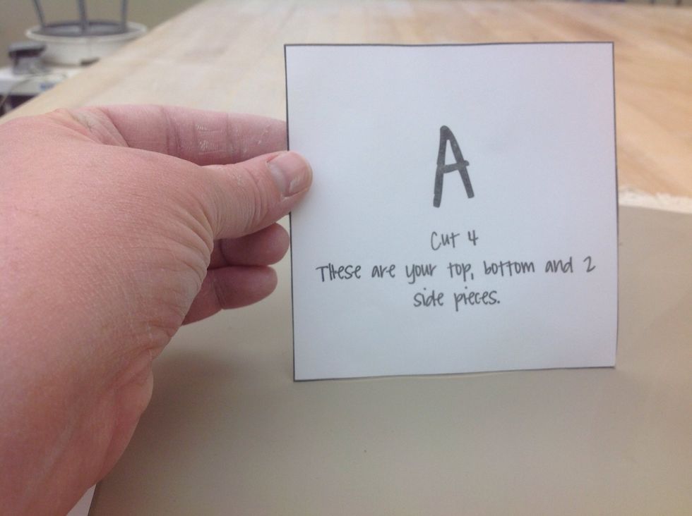 Cut 4 "A" pieces from the pattern. 4"x4" square.