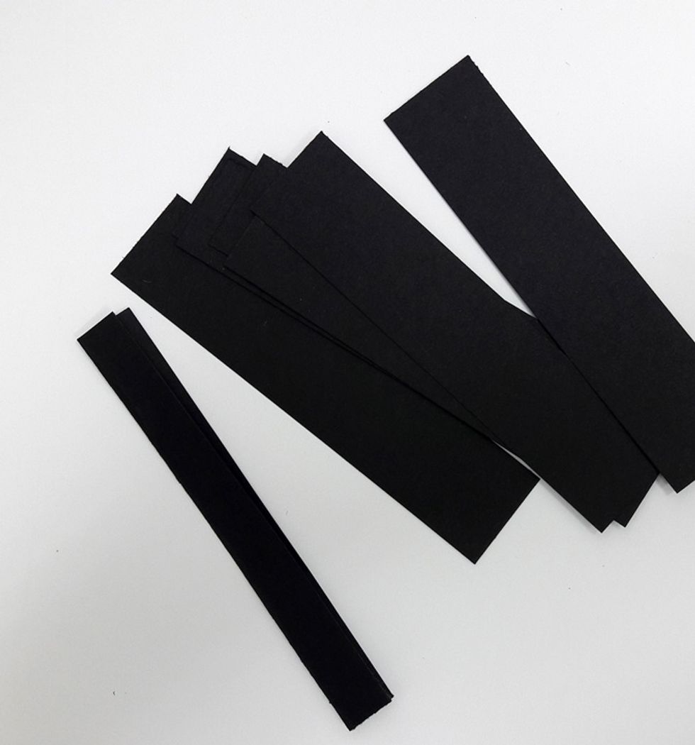 Cut 5 strips from black cardstock measures 1