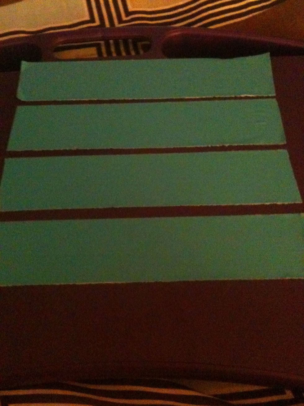 Cut 8 strips of duct tape (sorry they didn't all fit on my screen). They do not all have to be the same color.