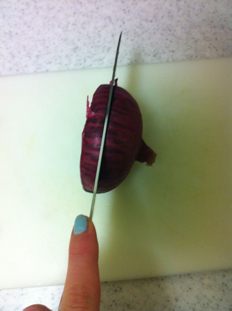 Cut a 1/4 inch thick slice off the onion