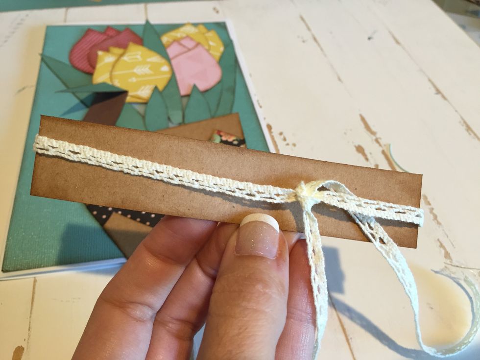 Cut a 1 x 5 " Strip for the top of your pot. I added some ribbon around mine.