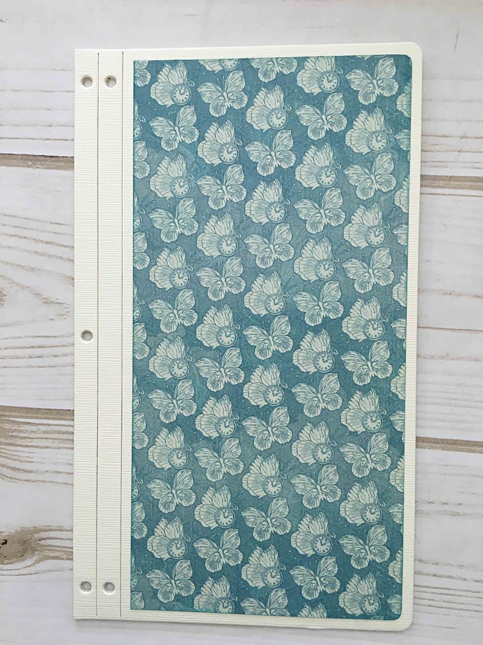 Cut a 4 1/8" x 8 3/8" piece from Create Yourself (B side) and adhere to the front cover.  Ink the edges & round the right corners if desired.