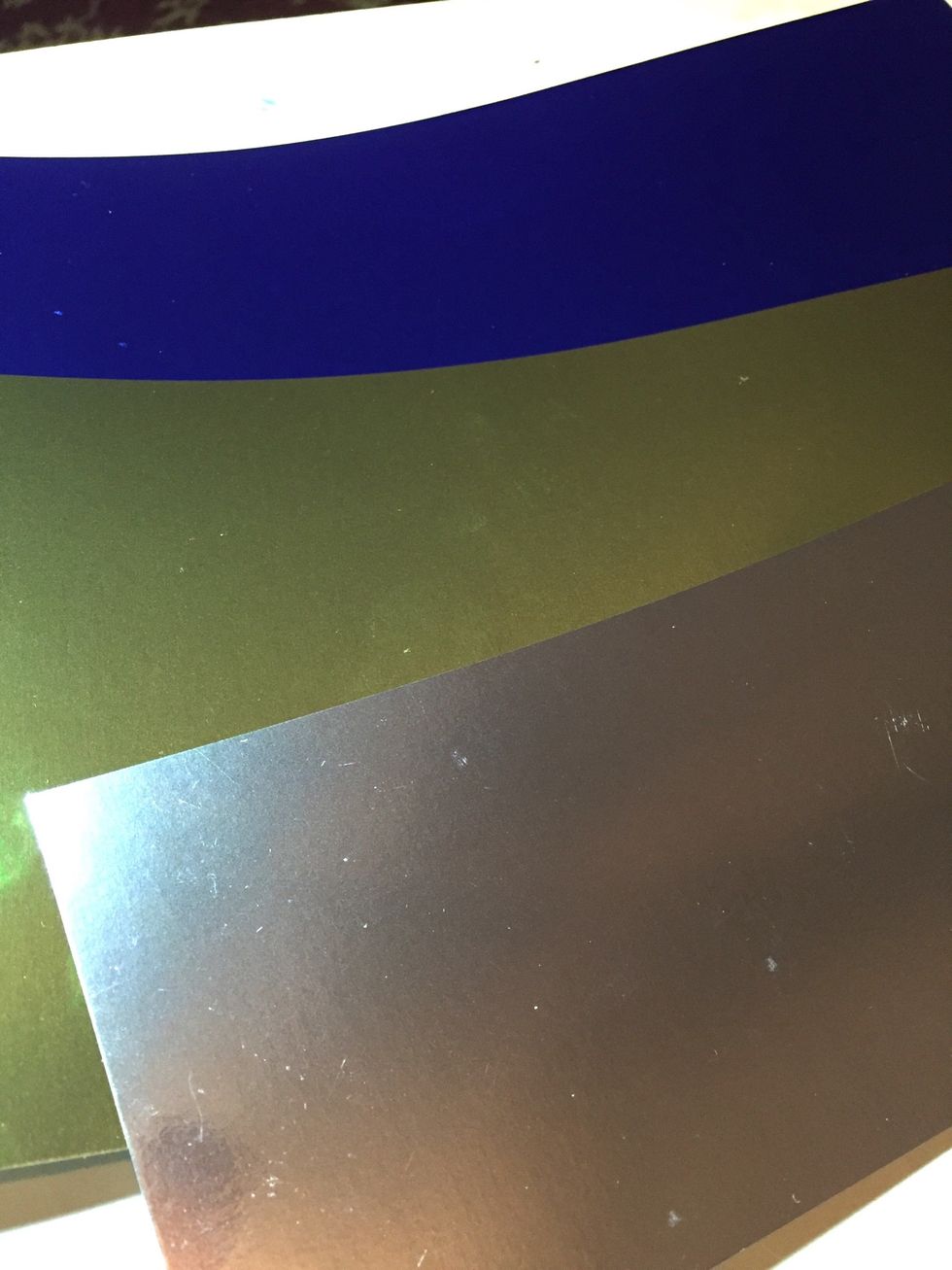 cut a 4 X 11 piece of silver foil a 6 X 11 1/2 piece of gold foil and an 8 X 12 piece of blue foil. the graduated lengths will allow your luminaries to nest for storage.