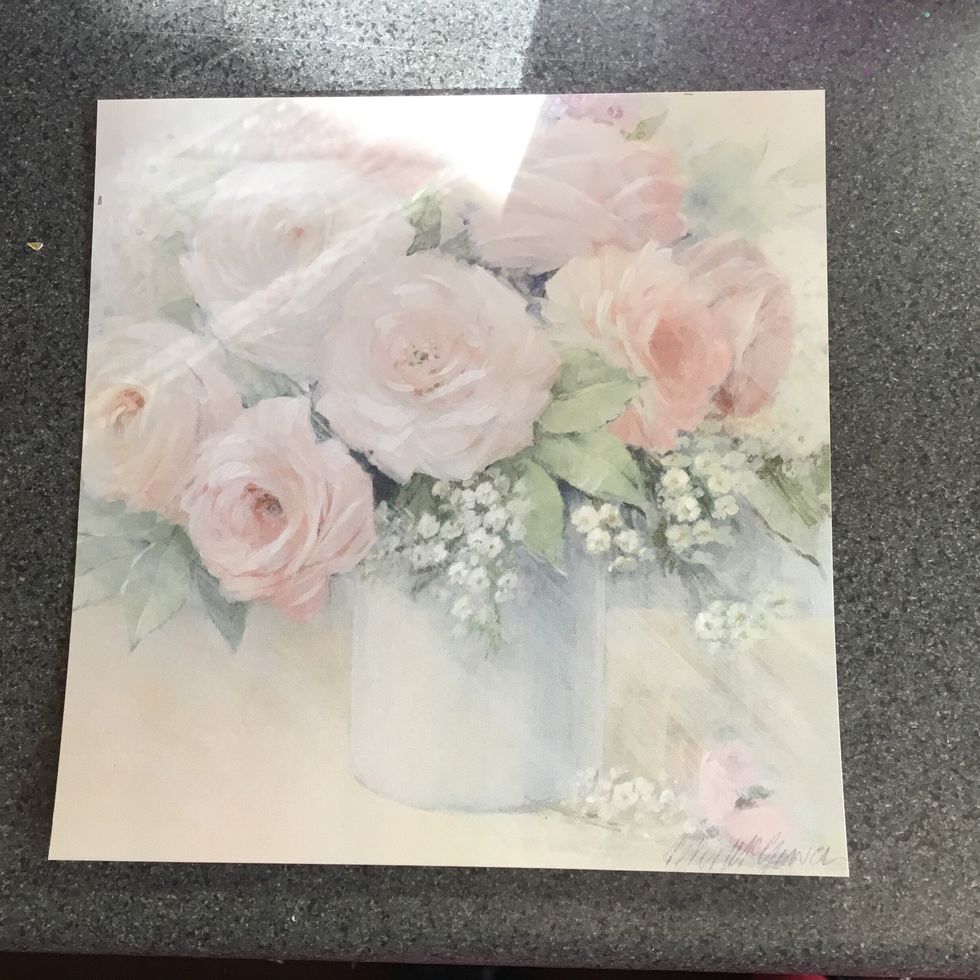 Cut a back the size of your front design, in this case six and a quarter inches.