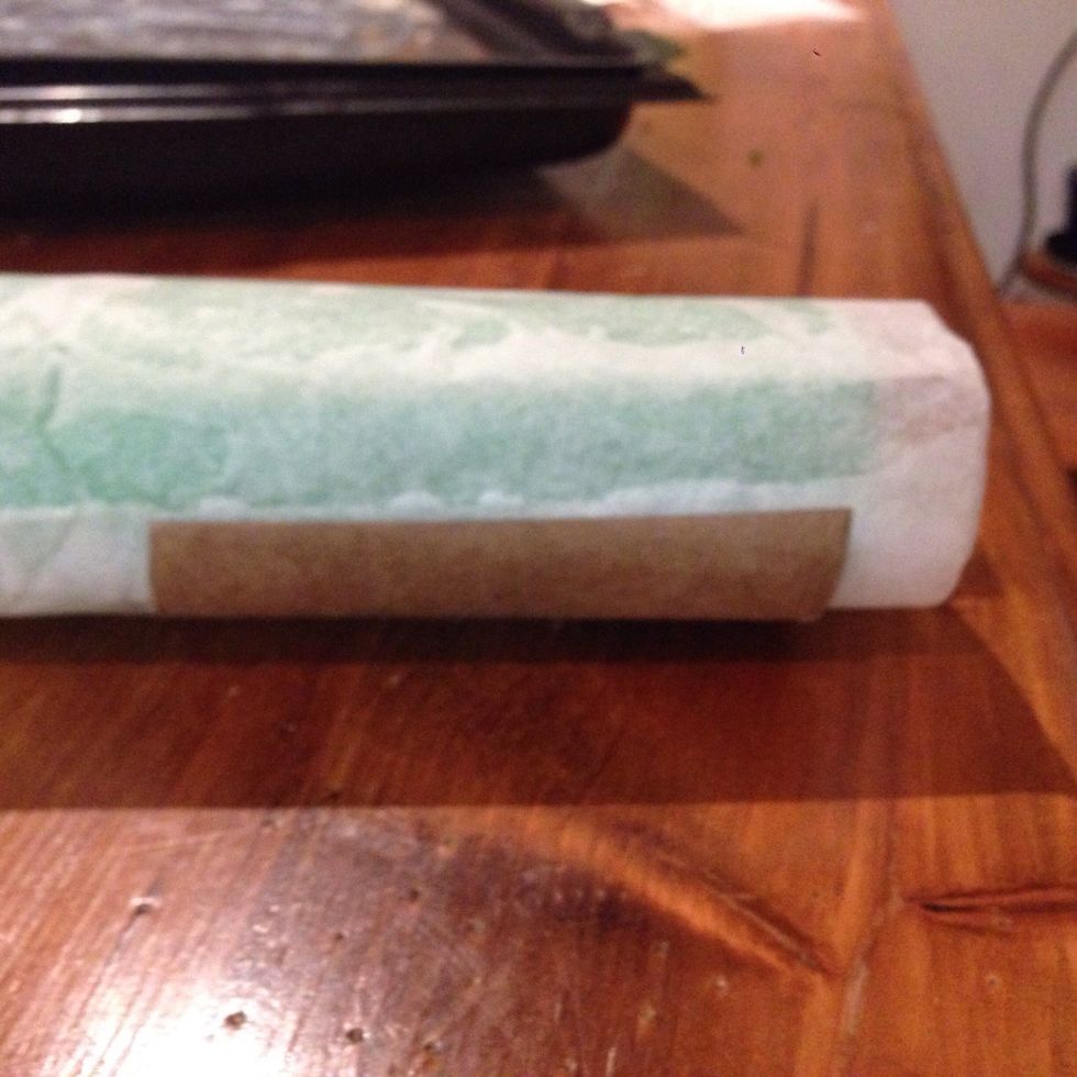 Cut a cardboard roll in half to ensure your log stay round! (I used both halves; one near each end)