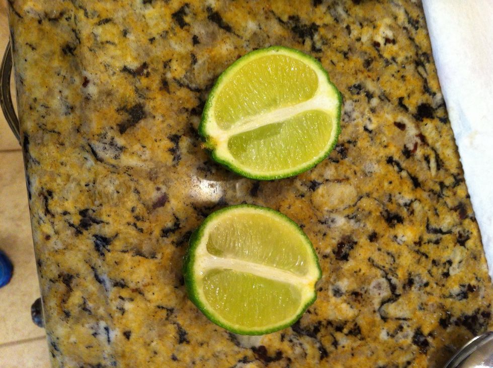 Cut a lime in half and squeeze all the juice you can out of them into the bowl.