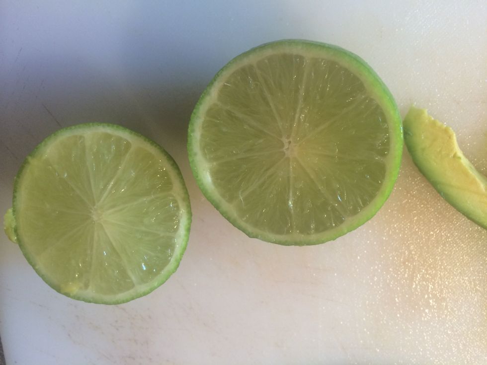 Cut a lime in half.