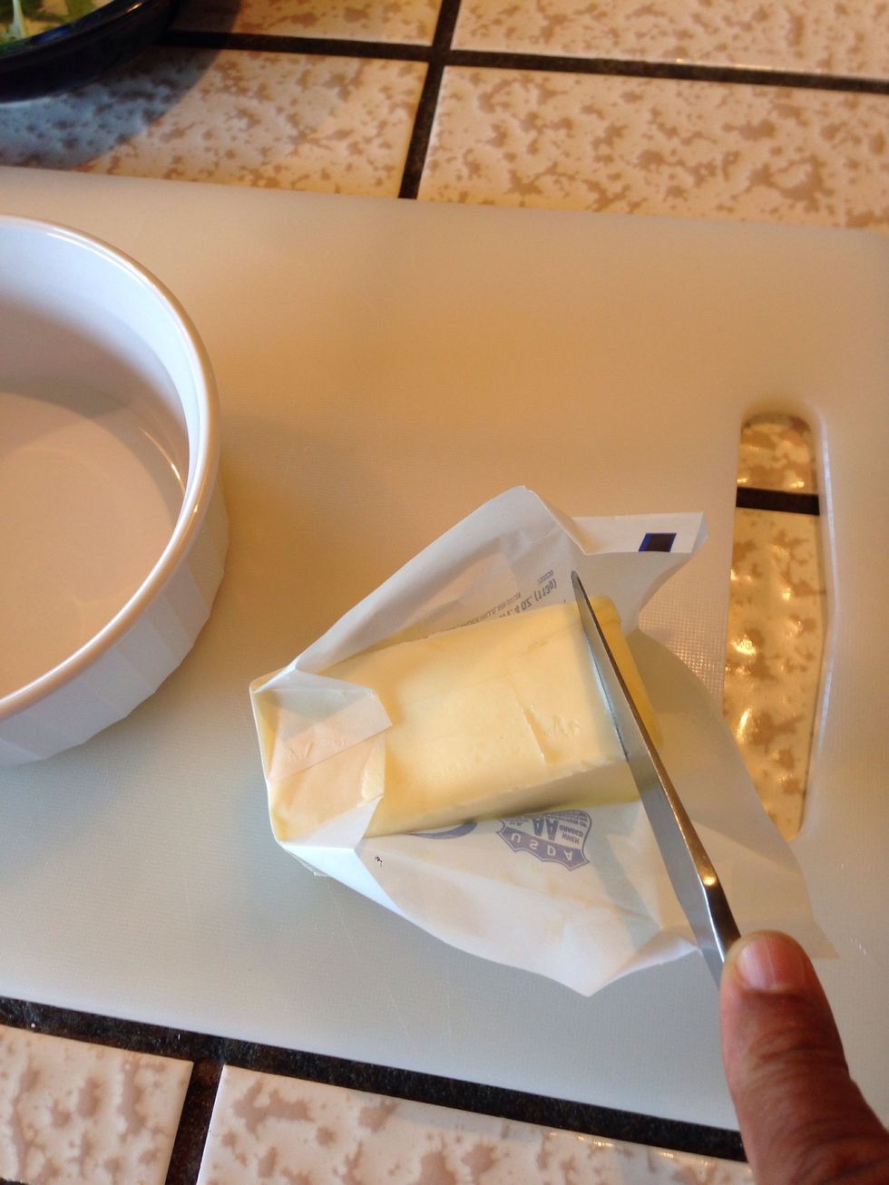 Cut a little slice of butter for your bowl.
