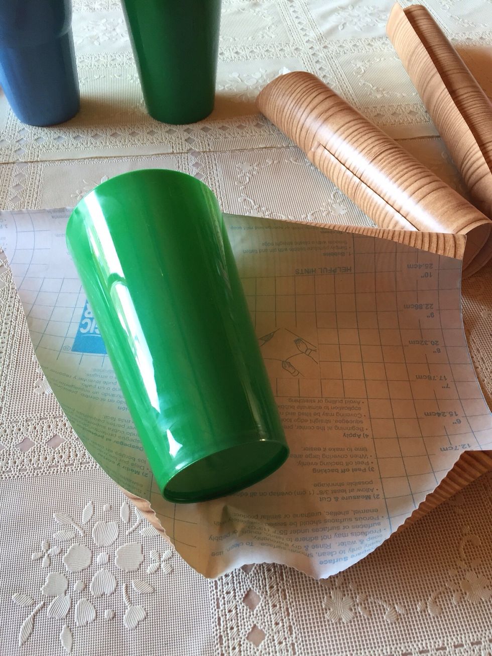 Cut a piece from the contact paper to cover your mug.