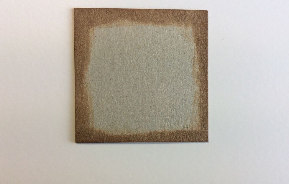 Cut a piece light weight chipboard at 2 1/2 x 2 1/2 inches ( piece 2 ) and ink the edges of one side