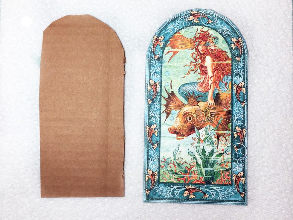 Cut a piece of cardboard slightly smaller to fit under the arch.