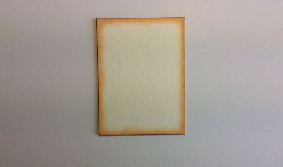 Cut a piece of medium weight chip board ( piece 1 ) at 4 x 3 inches and ink the edges of one side