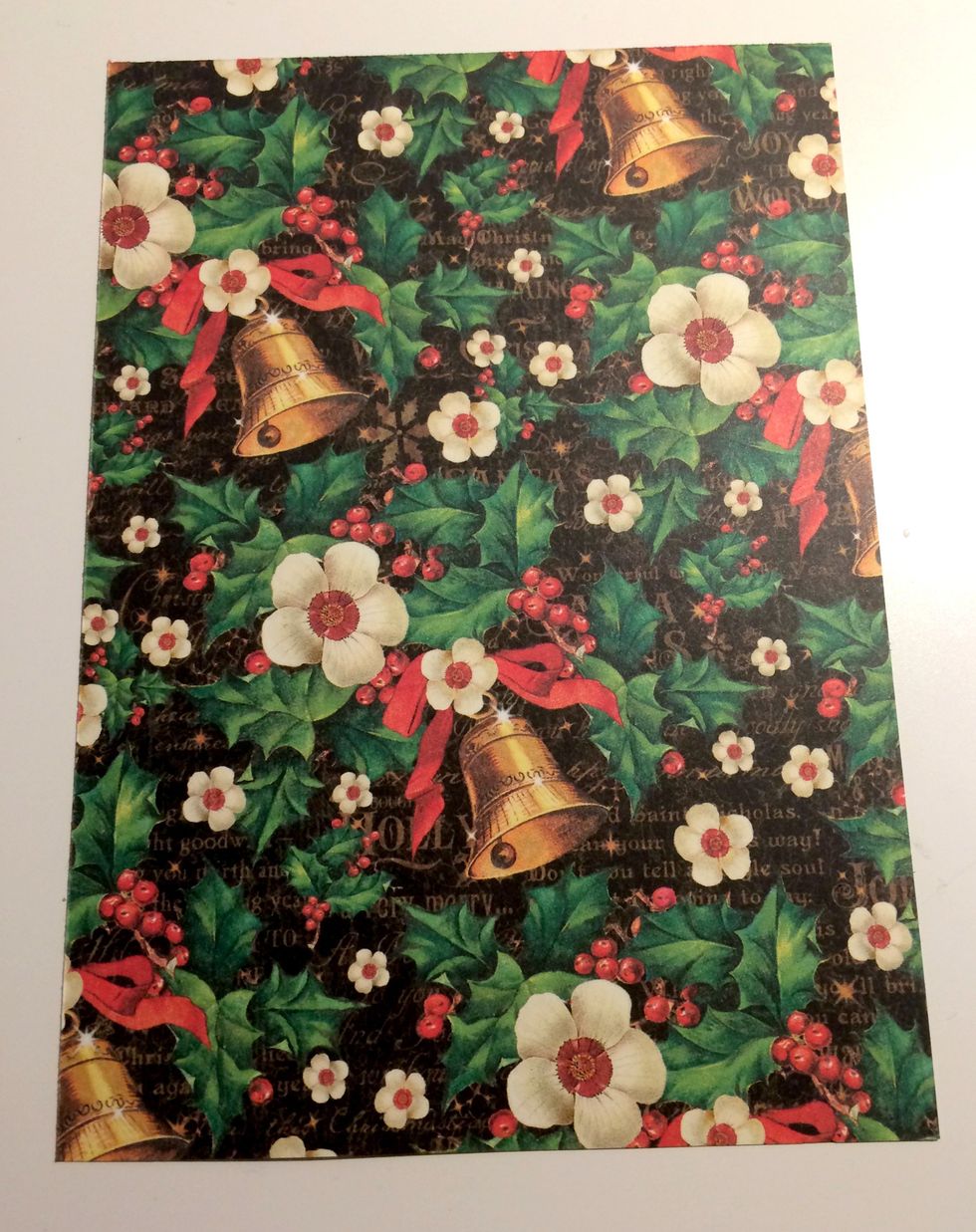 Cut a piece of paper from the Bells and Bow paper that measures 4 7/8" x 6 7/8".