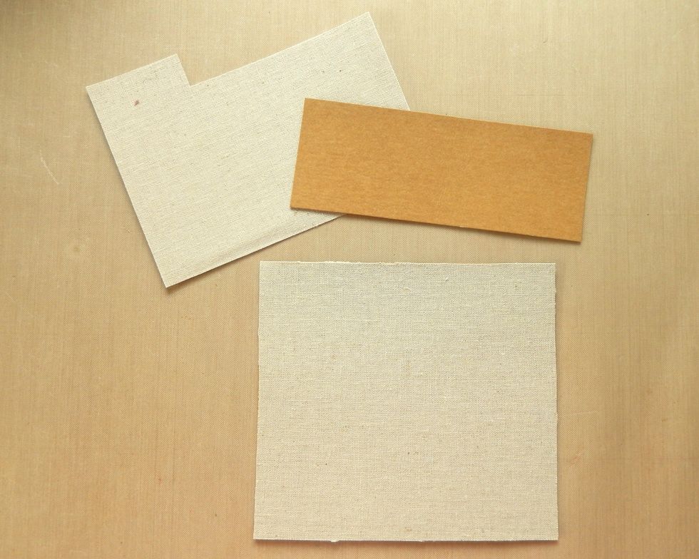 Cut a piece of substrate sheet 5.5" by 5" and cover with a self adhesive layer of textile surface. Retain the remaining portion of substrate sheet without covering it.