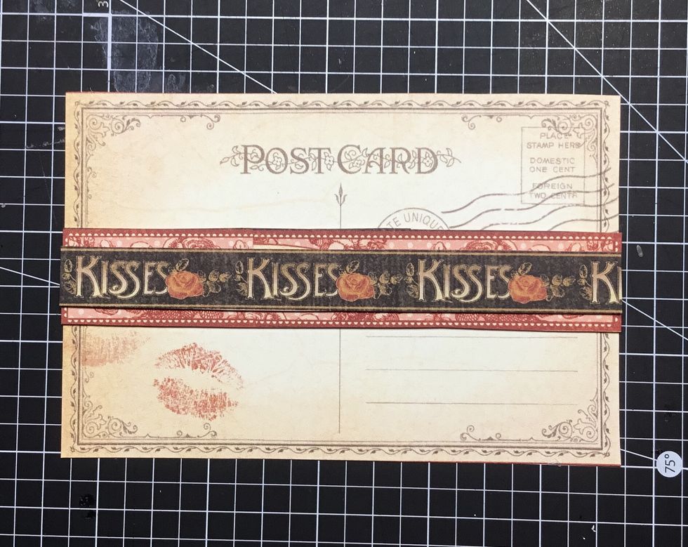 Cut a pieces of the kisses strip and layer.