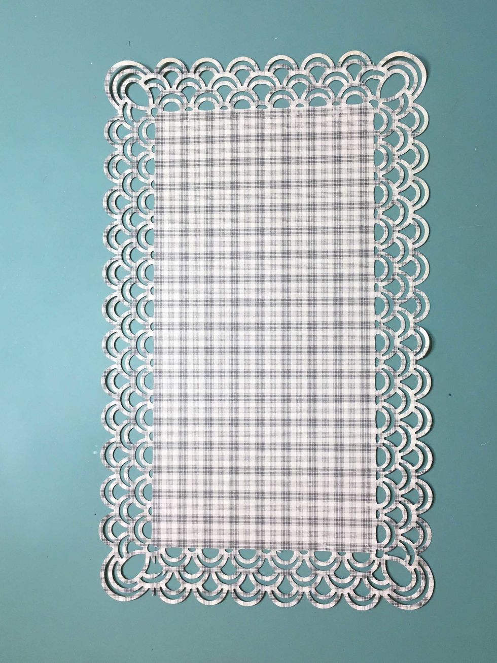 Cut a rectangle 6" x 10" from Money and border punch if you wish. I've used Martha Stewarts Punch around the page double arches.
