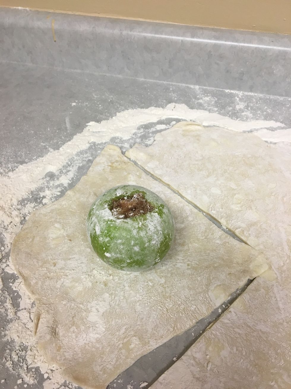 Cut a rectangle of pie crust to encase the entire Apple