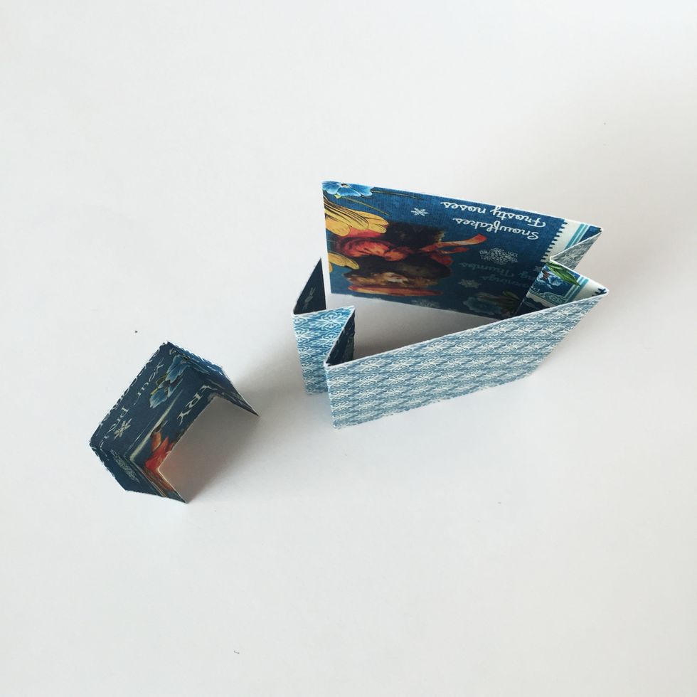 Cut a second piece 2 1/4\u201d x 2\u201d  and score at 1/2\u201d & 1 1/2\u201d- parallel to the longer side. This will be your gift bag bottom.