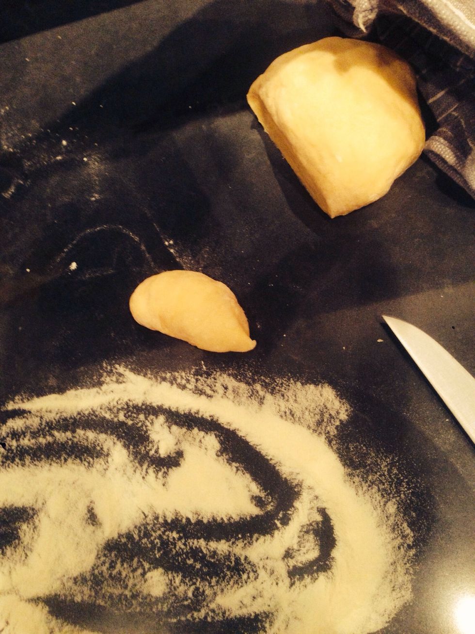 Cut a small chunk of the dough