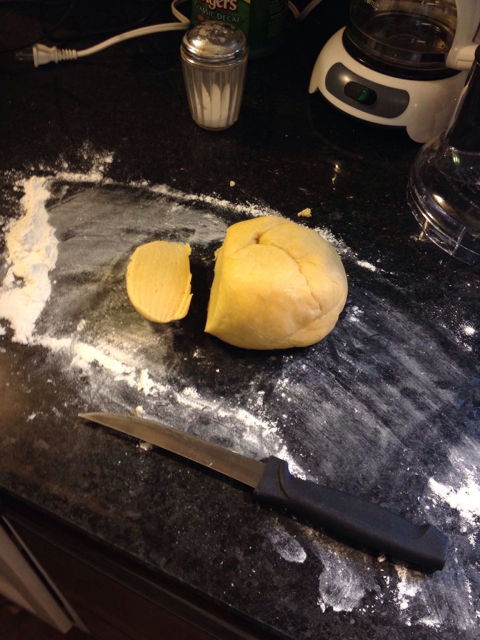 Cut a small piece of the dough off