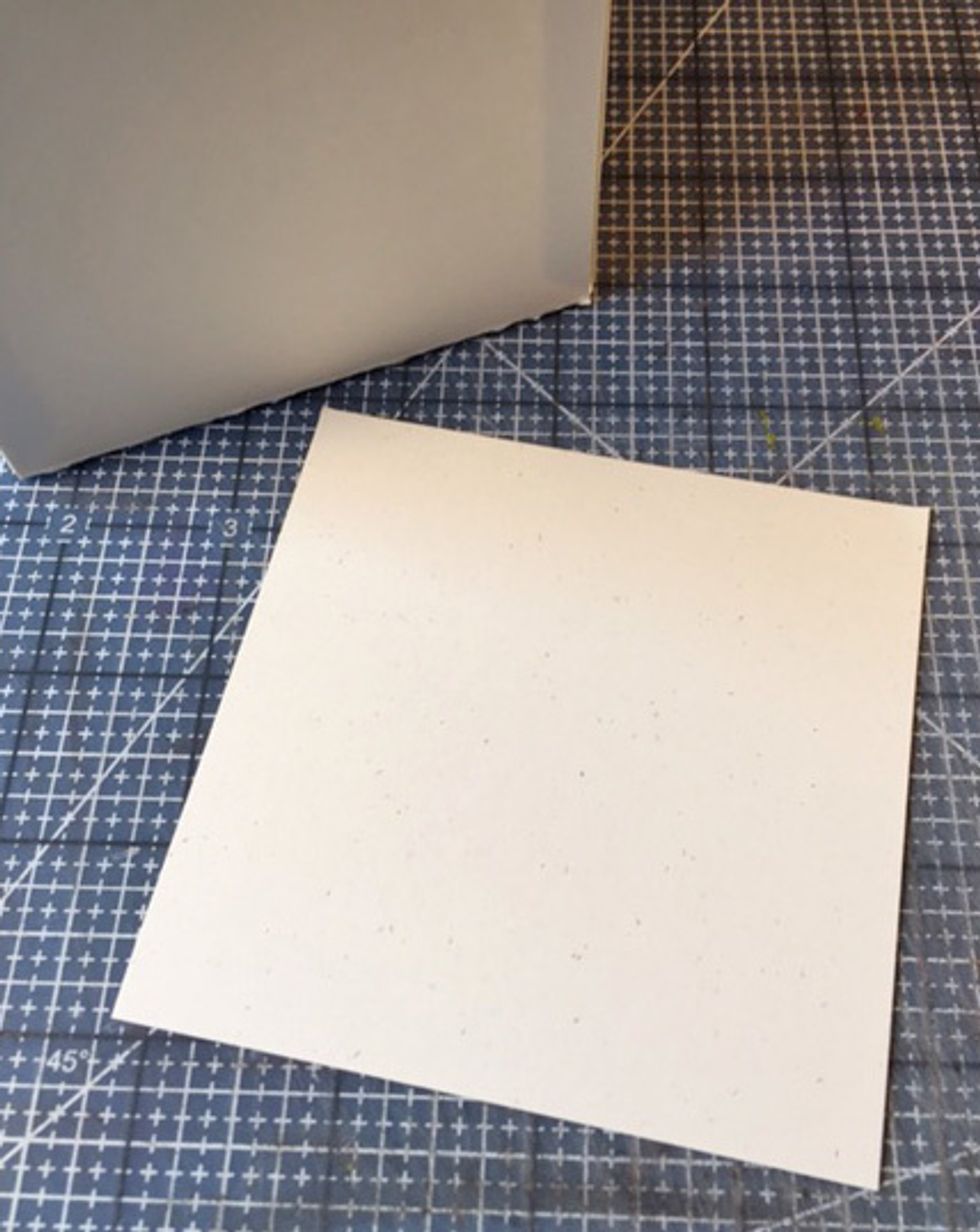 Cut a square of card stock to the size of the box. (Use width of tag as the measurement for square).