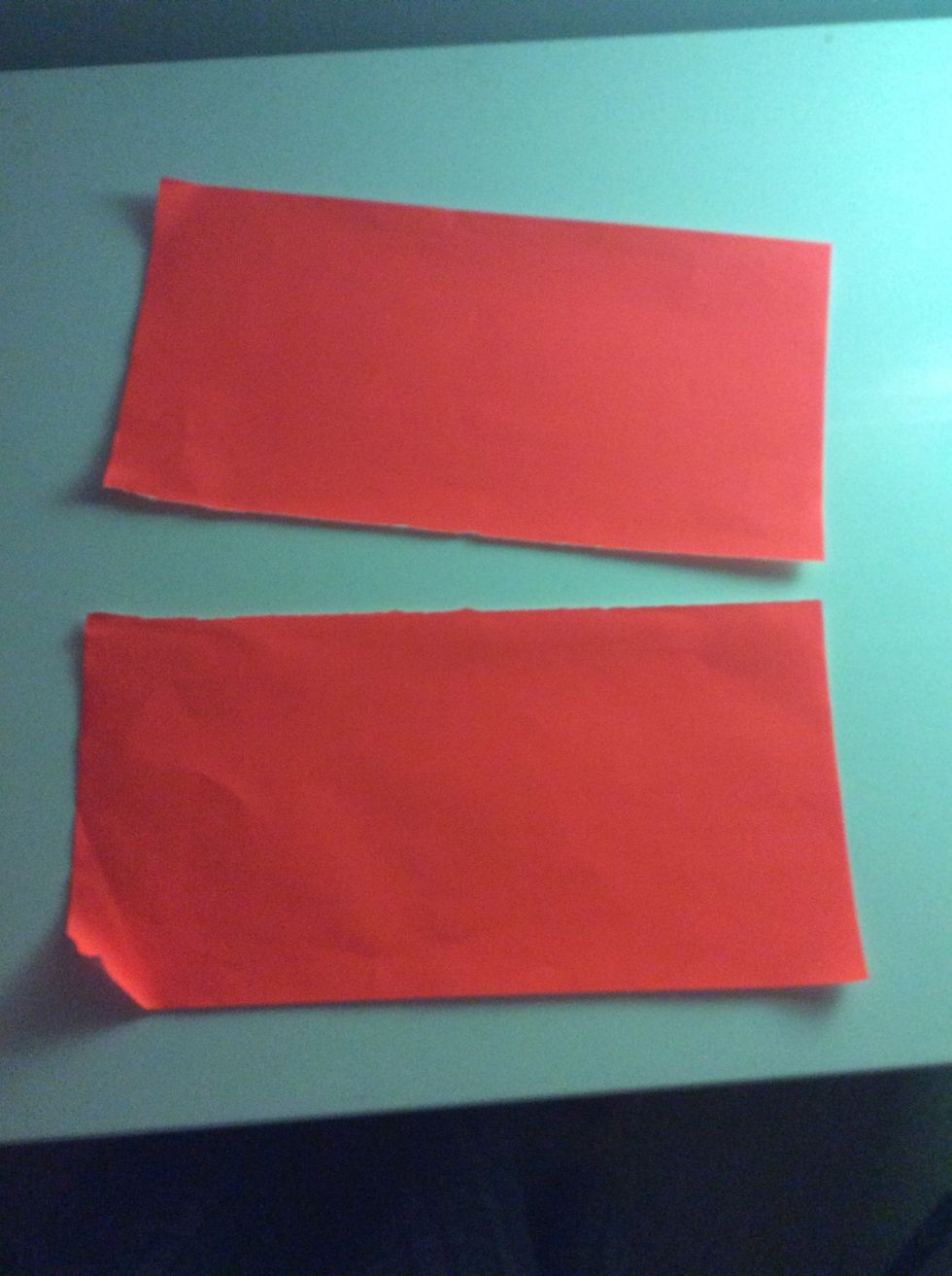 Cut a square price of paper in half. (I ripped mine but I advise to just cut with scissors. I wasn't bothered to).