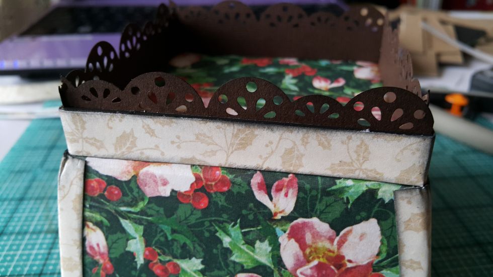 Cut a strip of pattern paper to cover the chipboard