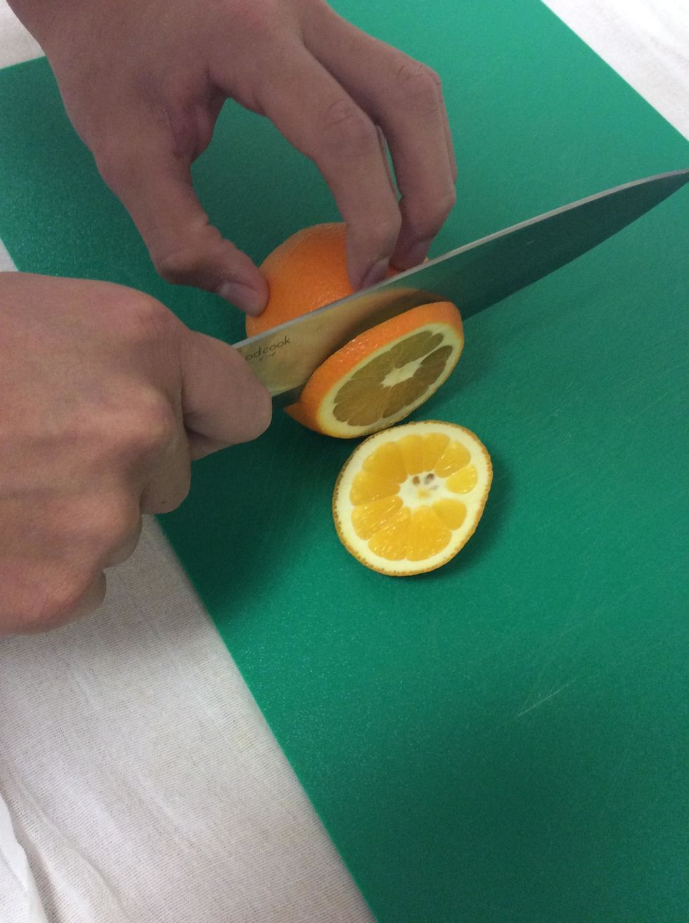 Cut a thin slice halfway through.