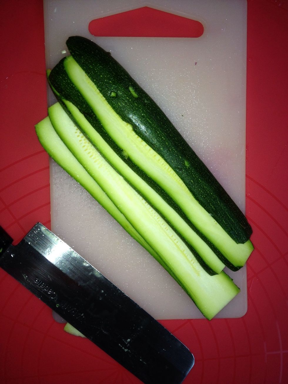 Cut a zucchini in small slices ( optional)