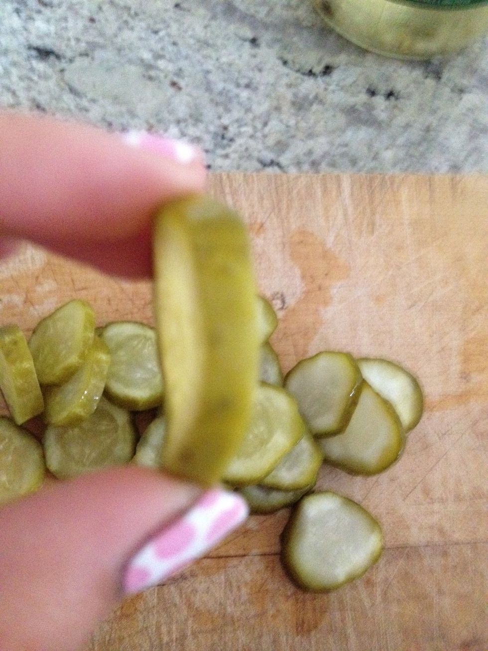 cut about 1/4 inch thick..eat the ones that are thinner or thicker;)
