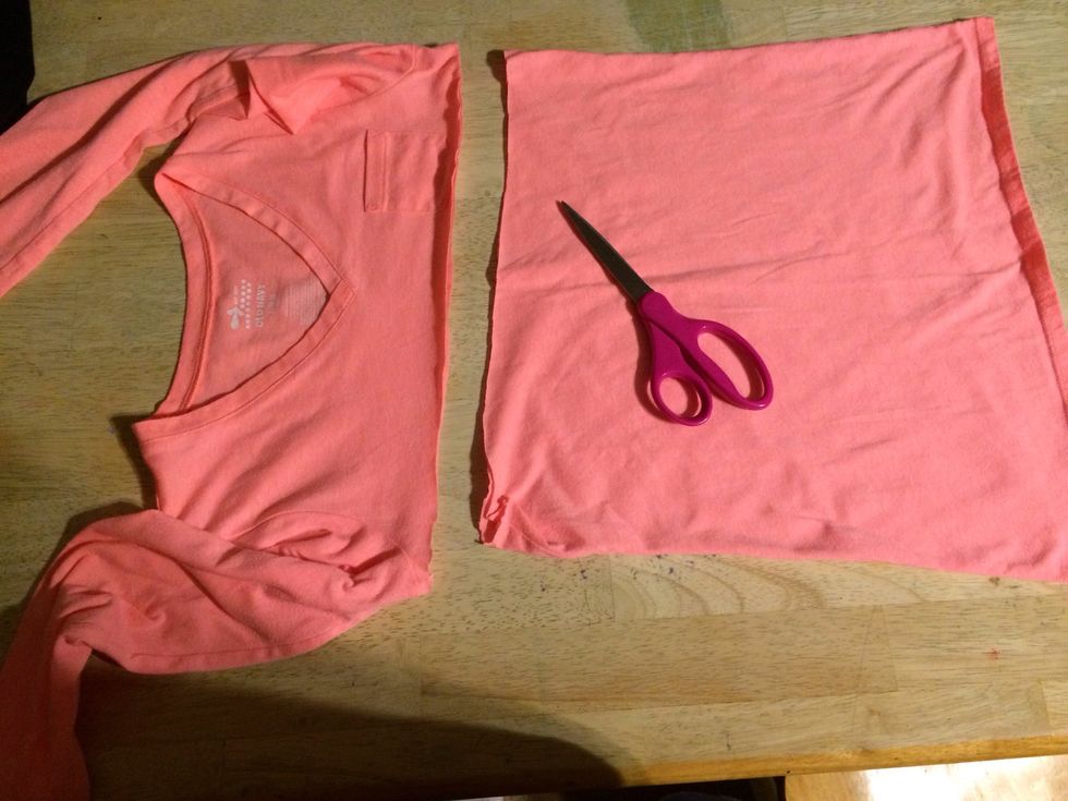 Cut across just under the arms.
