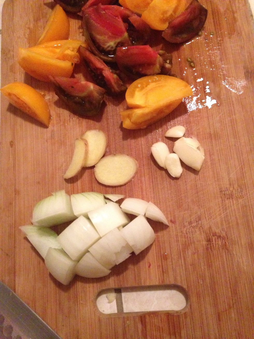 Cut all other ingredients into small pieces.