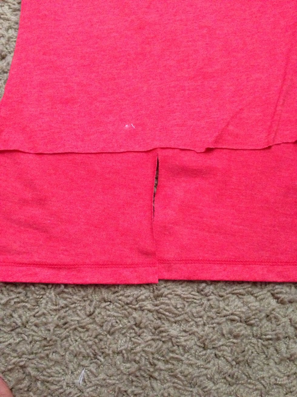 Cut along the middle marked by the item from the previous step.