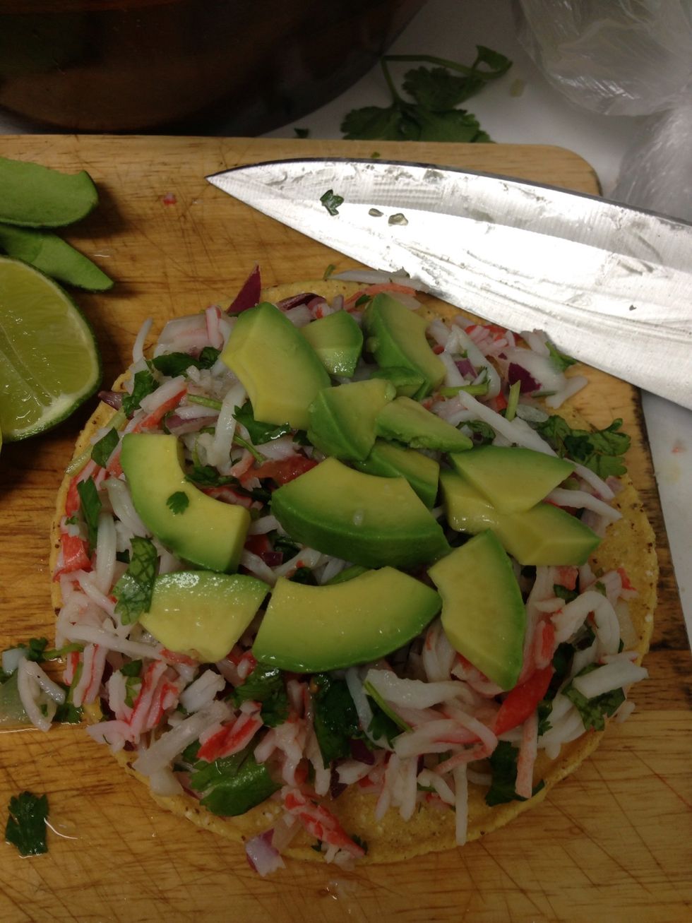Cut an Avocado and add it based on how much u like avocado.,. Squeeze some lemon