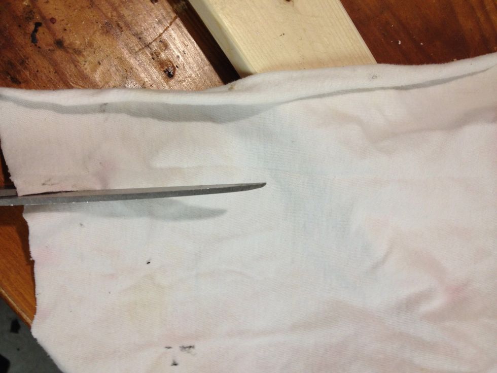 Cut an old t-shirt into small 1x1inch squares. In this pic and the next mine are a little too big. Smaller size will blacken up better.