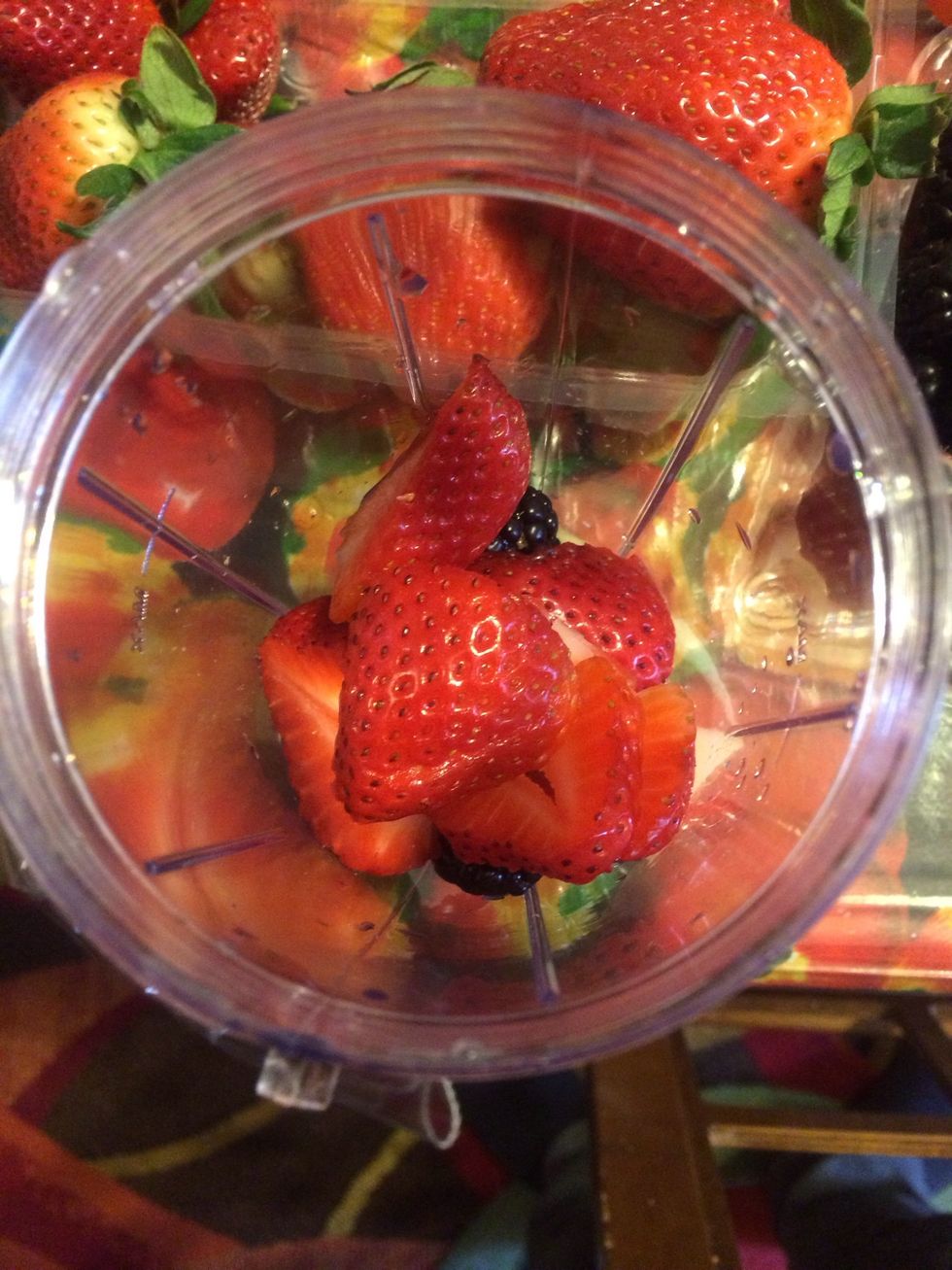 Cut and add the strawberries