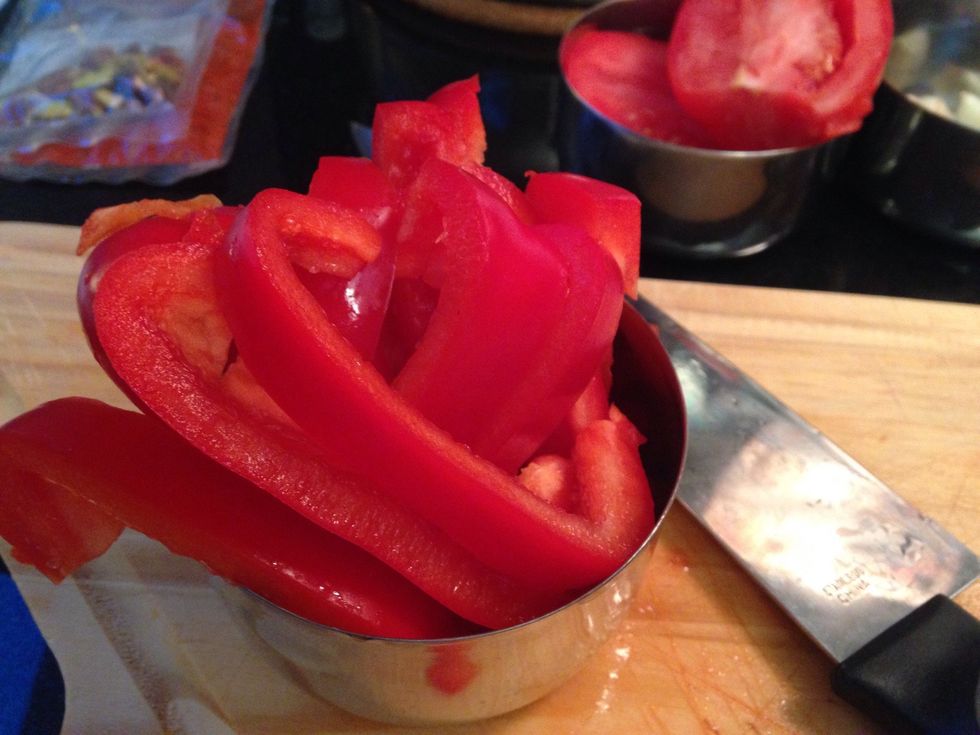 Cut and discard the stems seeds and ribs - quarter lengthwise