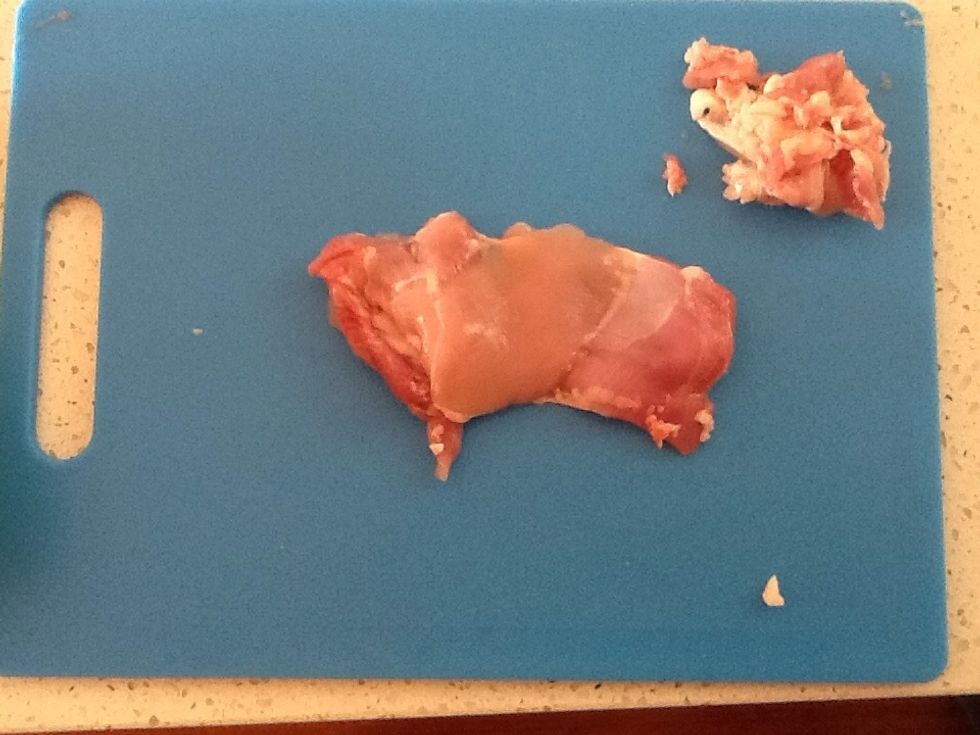 Cut any fat off the chicken