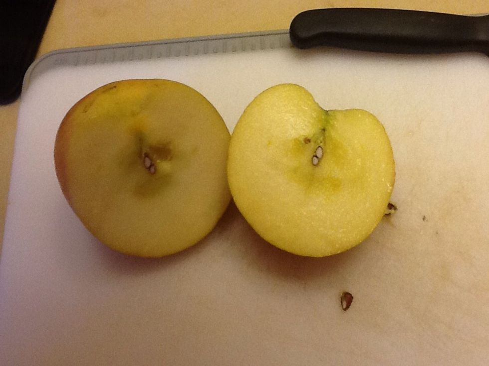 Cut any nasty apple you want in half at a diagonal