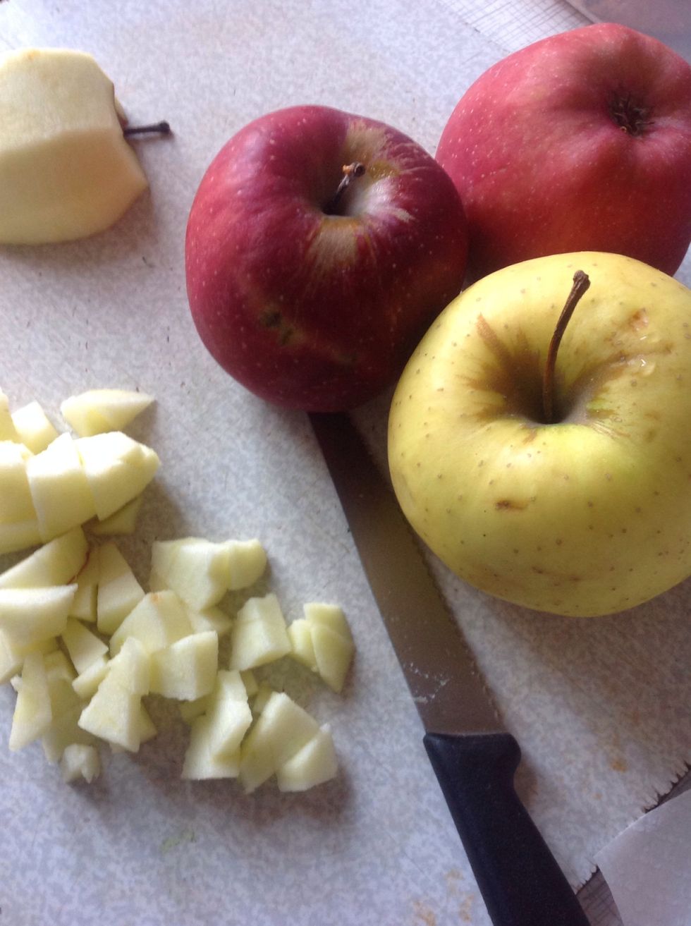 Cut apple into small cubes