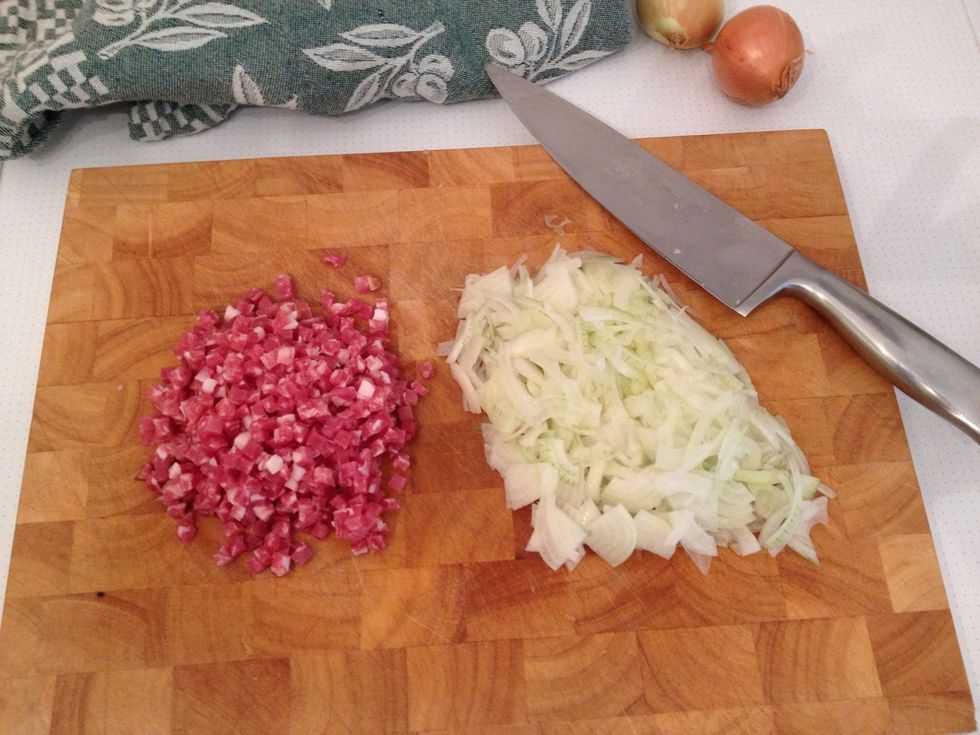 Cut Bacon and onions