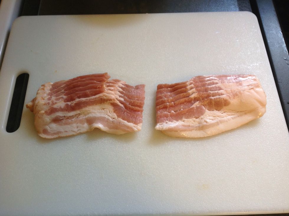 Cut Bacon in half with scissors