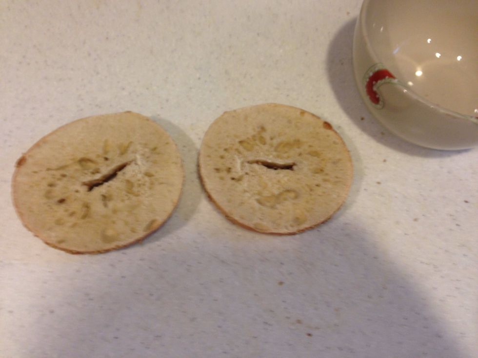 Cut bagel into 2