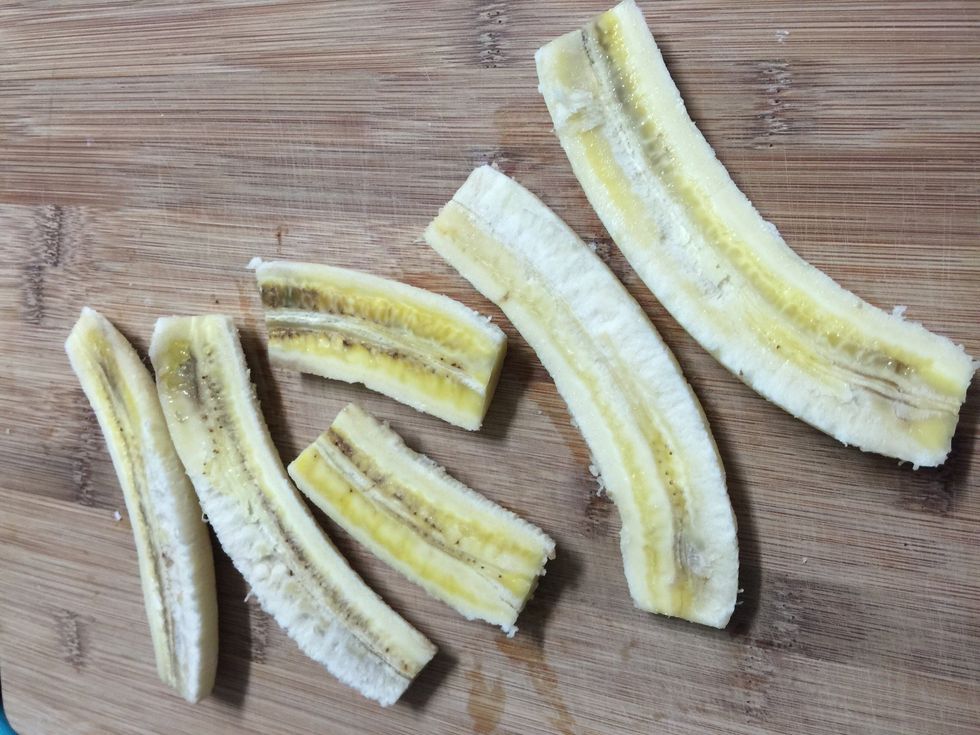 Cut bananas in half lengthwise
