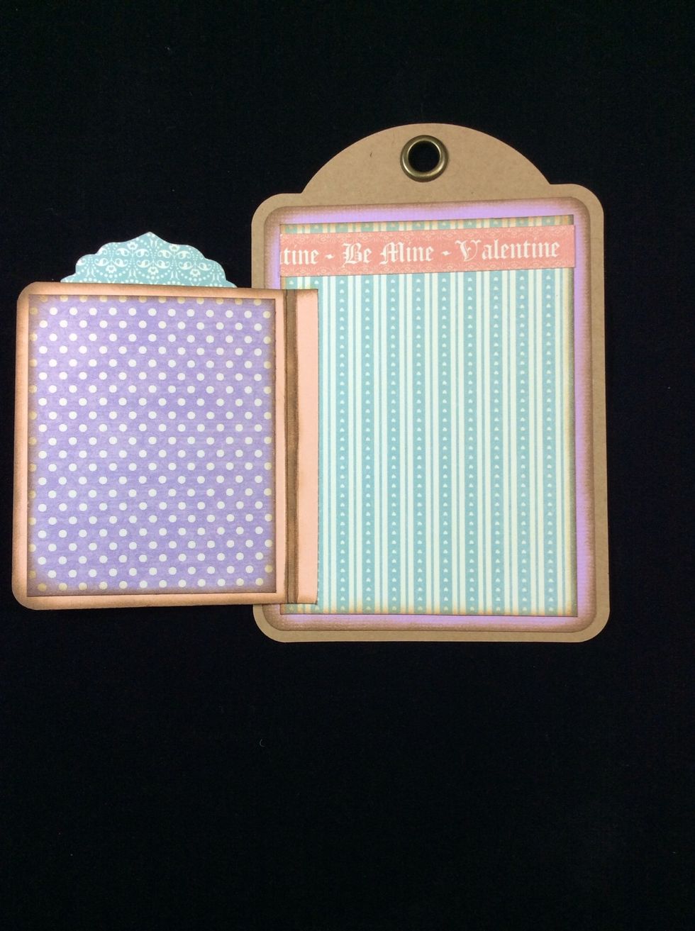 Cut border script to 3 1/4 inches by width of border strip chosen and adhere as shown in photo