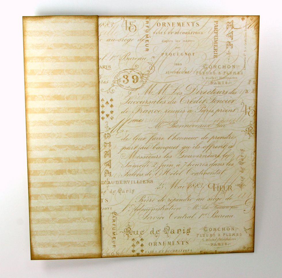 Cut border strip from G45 Gilded Lily. Ink all sides and adhere to left side.
