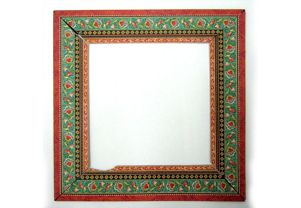 Cut both sides of each strips in 45 degrees. Adhere to black frame Aligning the edge of each strip to the outer edge of frame.