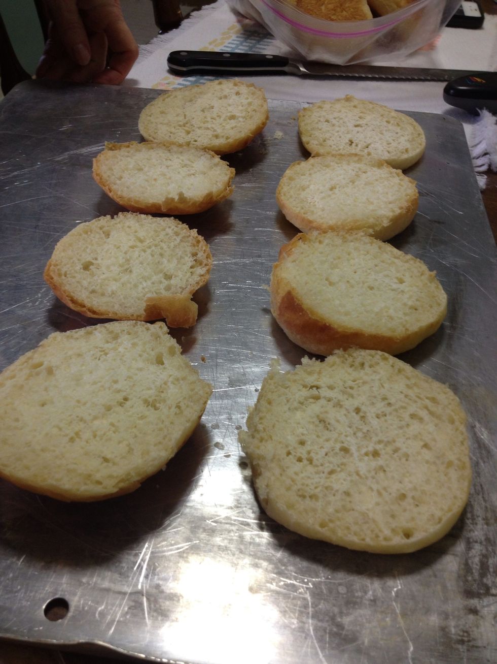 Cut bun in half.