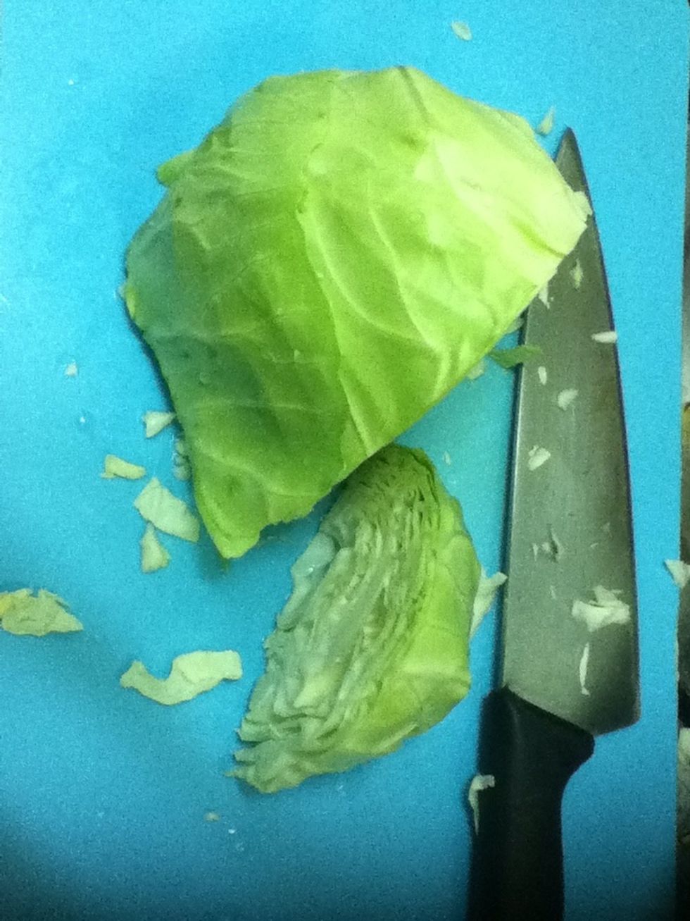 Cut cabbage. I usually cut bite size but you can cut however you like.