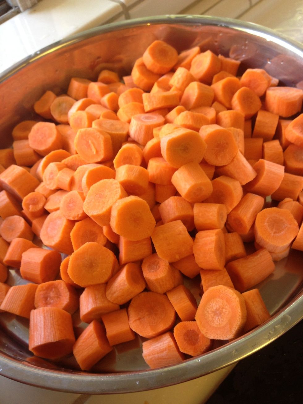 Cut carrots into little bits